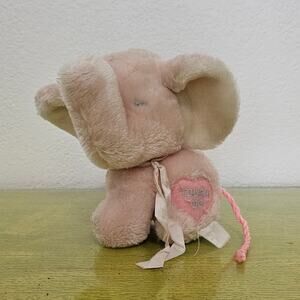 Vintage Wal Mart Walmart Pink Plush Elephant Touch Me 80s ribbon baby